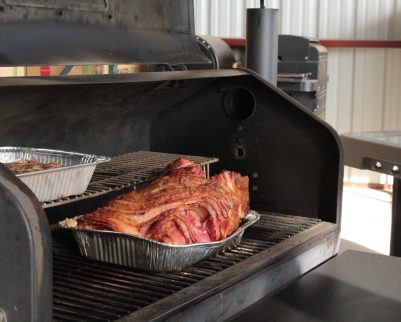smoked ham on a pellet grill 2