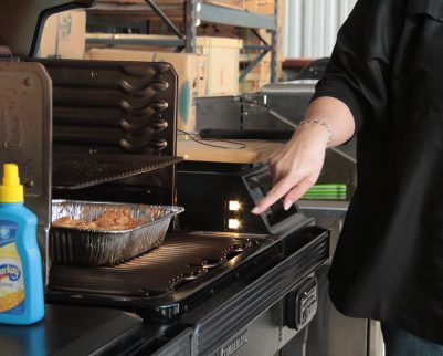 Sheryl valentine showing how to use a timberline grill