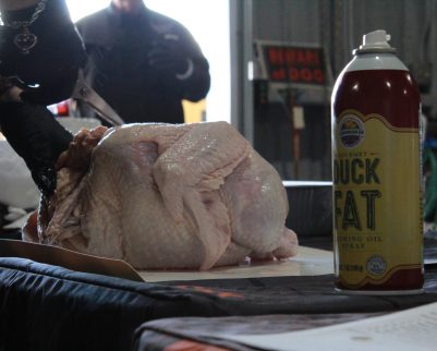 thanksgiving turkey prep and duck fat spray