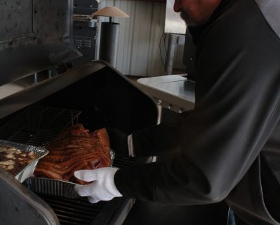 smoked ham on a pellet cooker