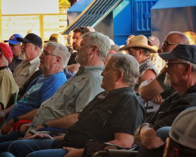 men watching a live outdoor chef cooking class