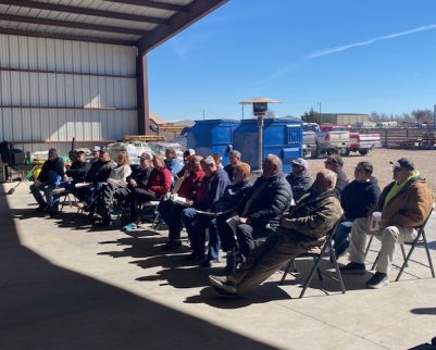 All the steak class participants sitting outside